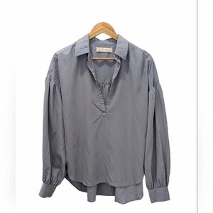 Free People Women's Long Sleeve Blue Grey Blouse Size Small